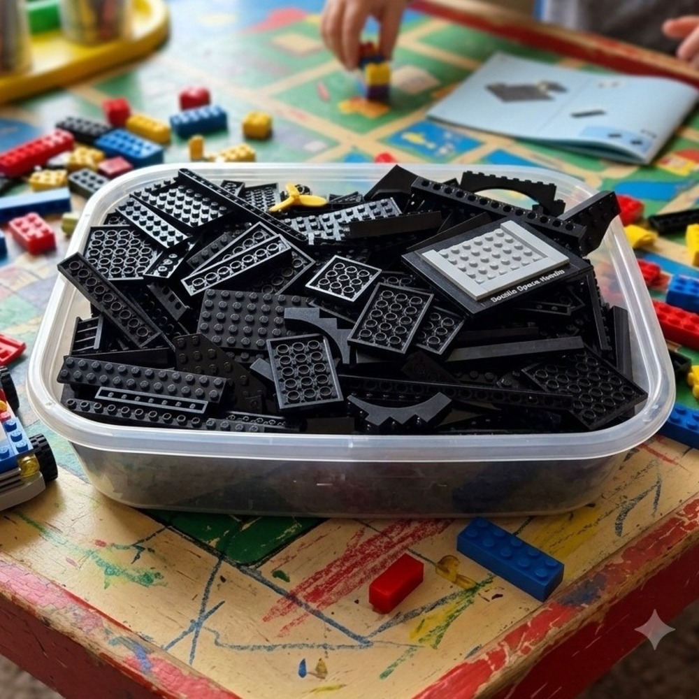 LEGO Bulk Black Bricks Plates Parts Lot 4.6lbs Seattle Space Needle Piece
